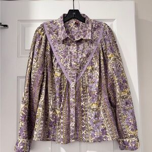 Floral Purple and Yellow Blouse Pilcro